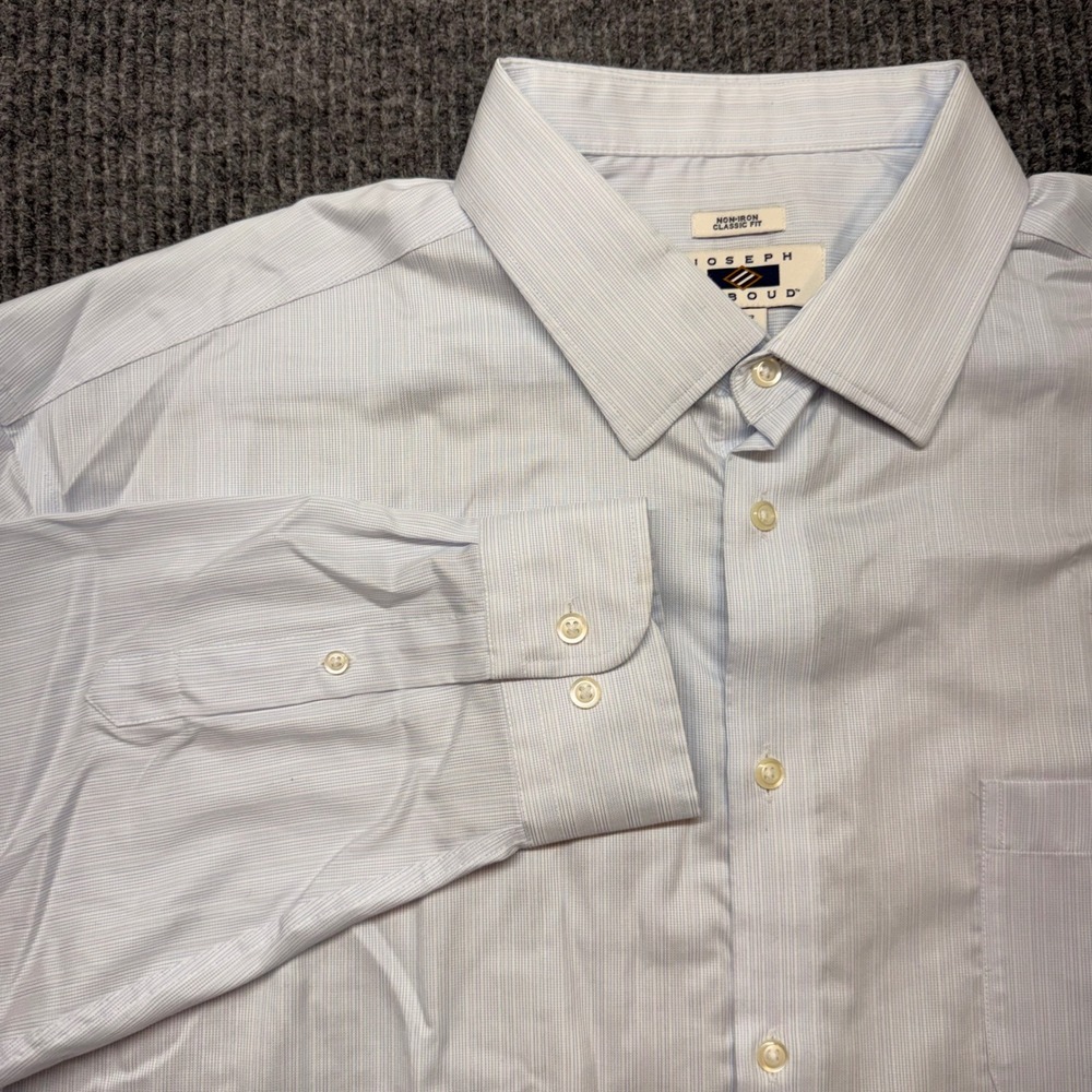 Luxe Blue Pinstripe Dress Shirt 18.5 34/35 Egyptian Cotton Joseph‎ Abboud